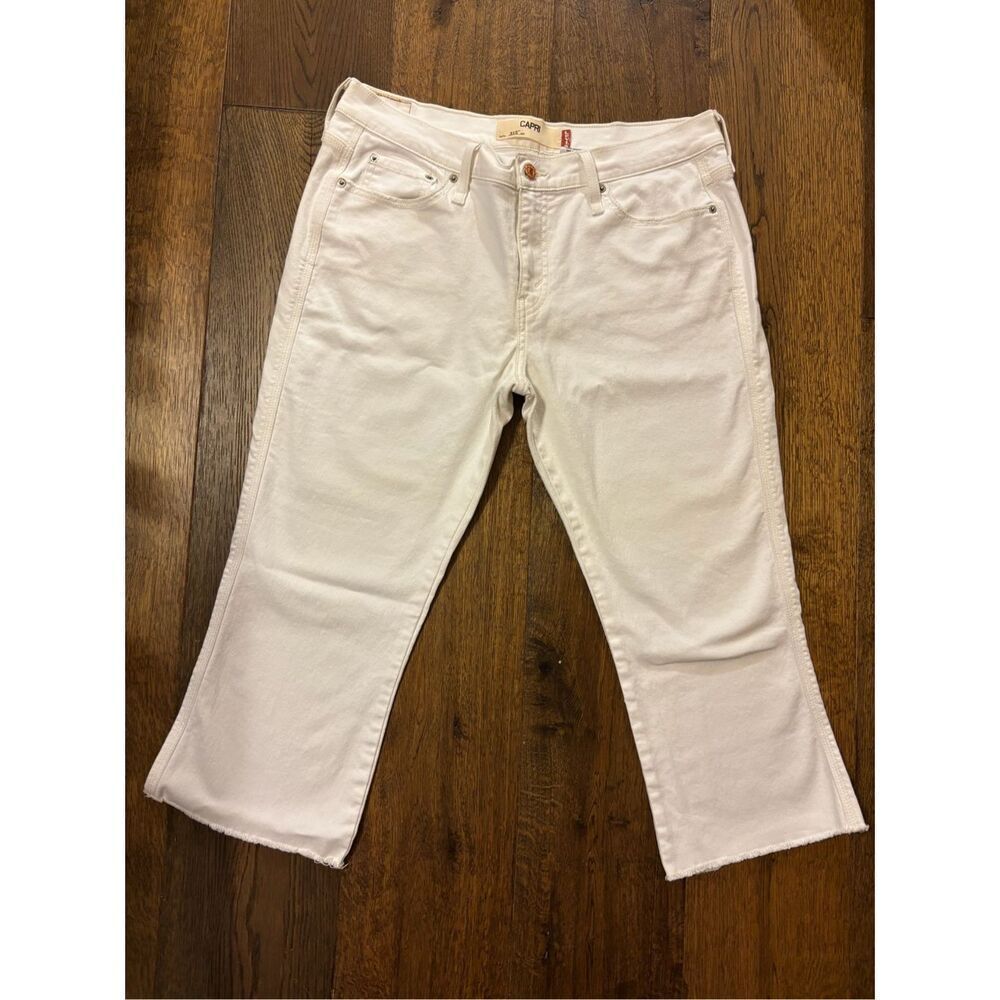 Levi’s 515 capri cropped white denim jeans rainbow pocket 14